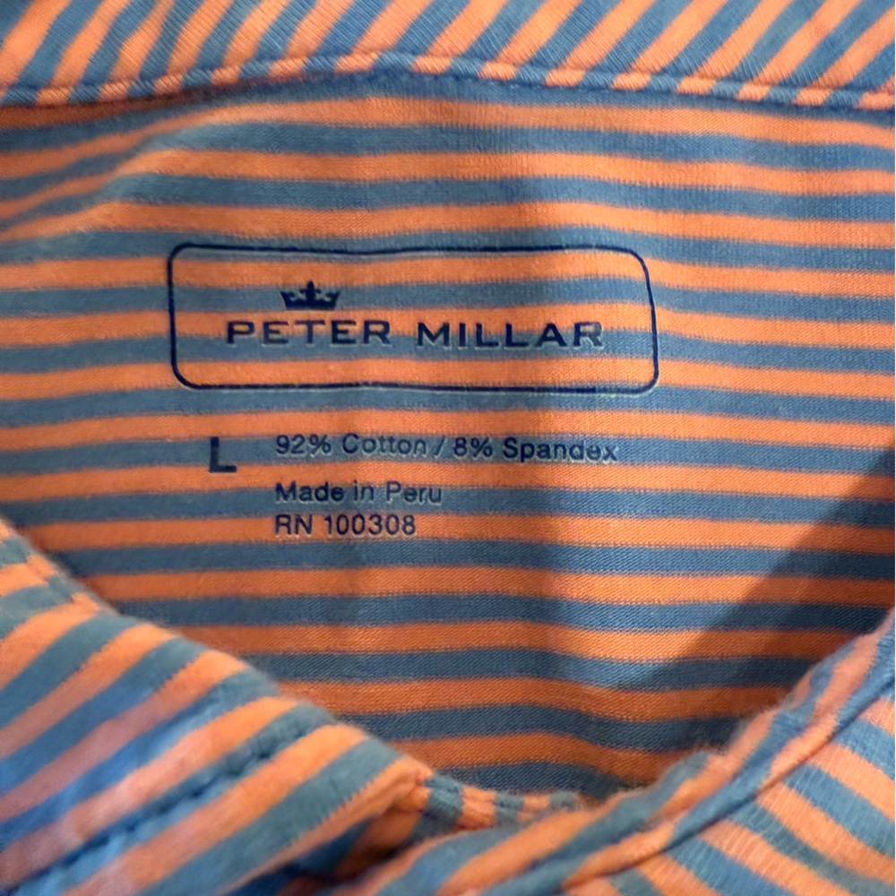 Peter Millar Polo Golf Shirt Men's Large Short Sleeve Stripe - Picture 3 of 7